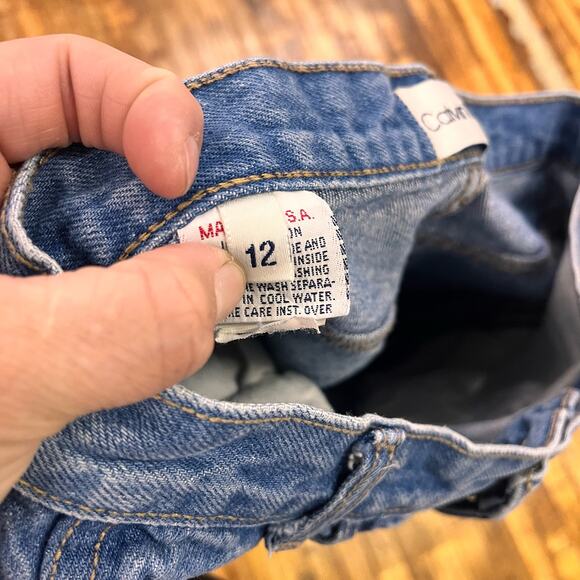 vintage women's Calvin Klein 100% cotton high waist 1990s jeans thrashed 12 - Picture 7 of 8